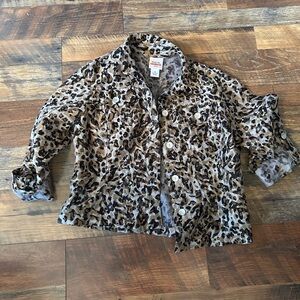 Ruby Rd. Animal Print Top in Black and Brown